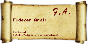 Fuderer Arvid névjegykártya